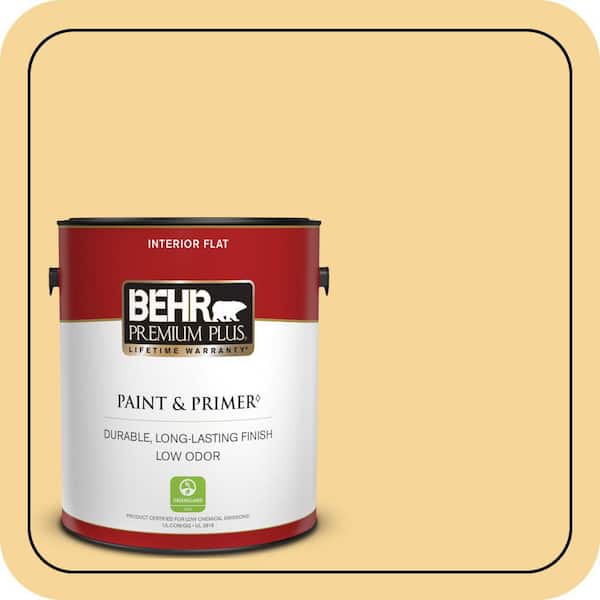 BEHR PREMIUM PLUS 1 gal. #350C-3 Applesauce Flat Low Odor Interior Paint & Primer