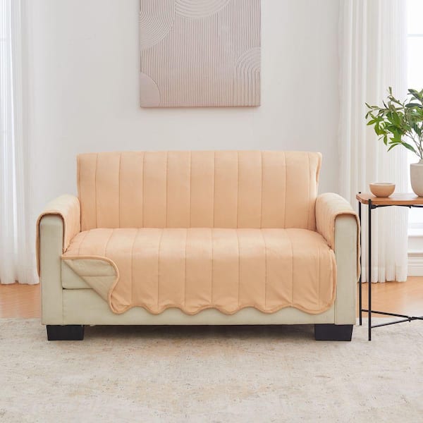 FRESHFOLDS Peach Ultra-Soft Velvet Loveseat Furniture Protector