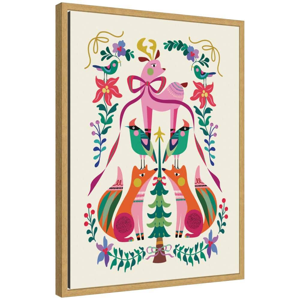 "Sylvie ""Winter Woodland Animals Christmas Tree"" by Rachel Lee 3 Birdies Studio Holiday Framed Art Print 24 in. x 18 in." price history on PriceWatchPro