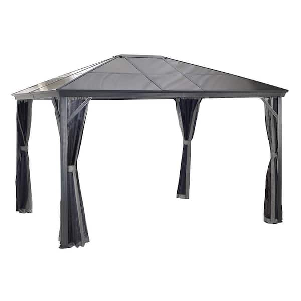 Verona 10 ft. x 12 ft. Aluminum Gazebo in Dark Gray