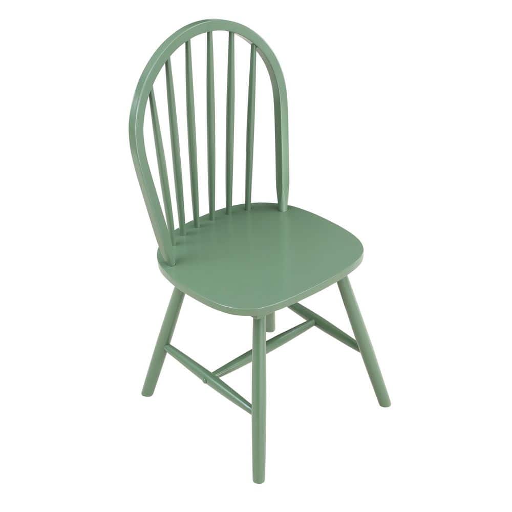 Equestrian Green High Back Rubberwood Slat Side Chair Set