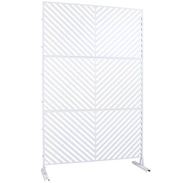 Outdoor and Indoor 6.3 ft. x 4 ft. Freestanding Decorative Privacy Fence Screen White Metal for Garden Fence