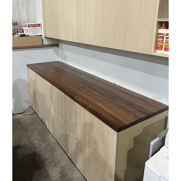Swaner Hardwood 8 ft. L x 25 in. D x 1.5 in. T Finished Walnut Solid Wood Butcher Block Countertop With Square Edge