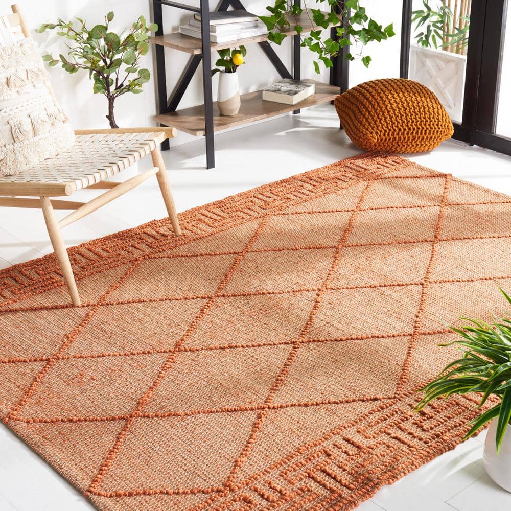 Orange Geometric Sisal 8' x 10' Area Rug