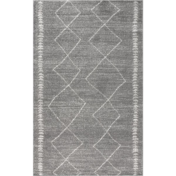 Zaina Moroccan Beni Souk Gray/Cream 4 ft. x 6 ft. Area Rug