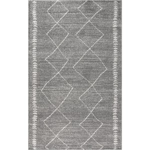 Zaina Moroccan Beni Souk Gray/Cream 8 ft. x 10 ft. Area Rug