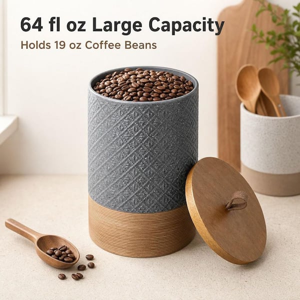 Numhew 64 oz. Ceramic Coffee Container with Airtight Lid, Food