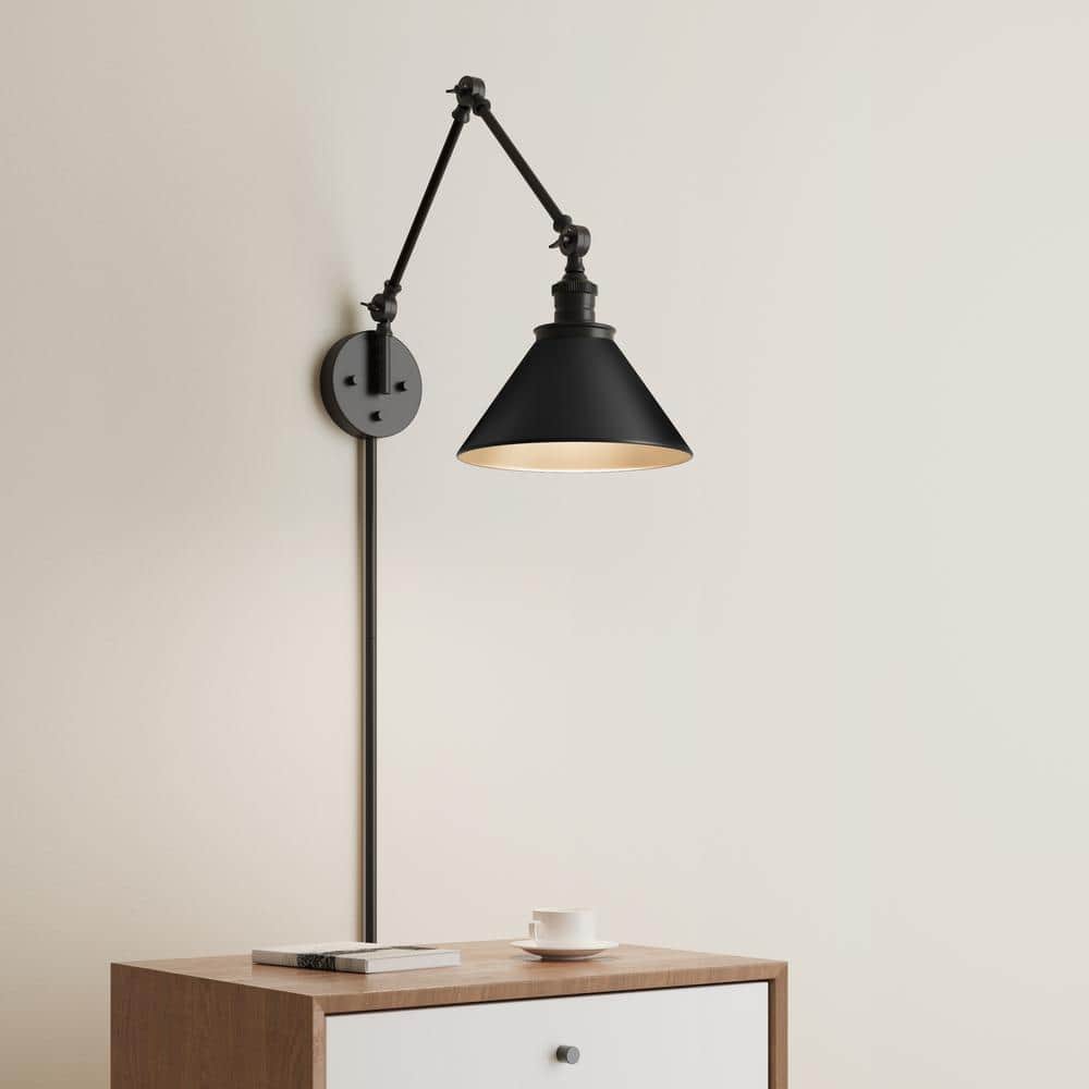 Matte Black Adjustable Swing Arm Wall Sconce
