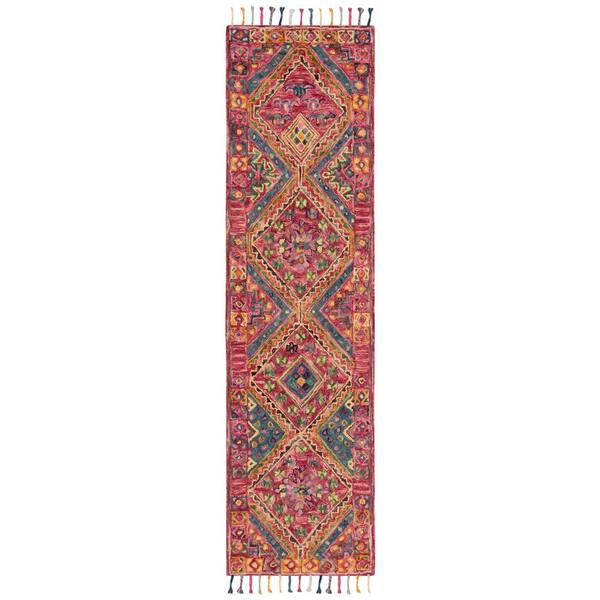 Aspen 2 ft. x 7 ft. Red/Blue Tribal Runner Rug