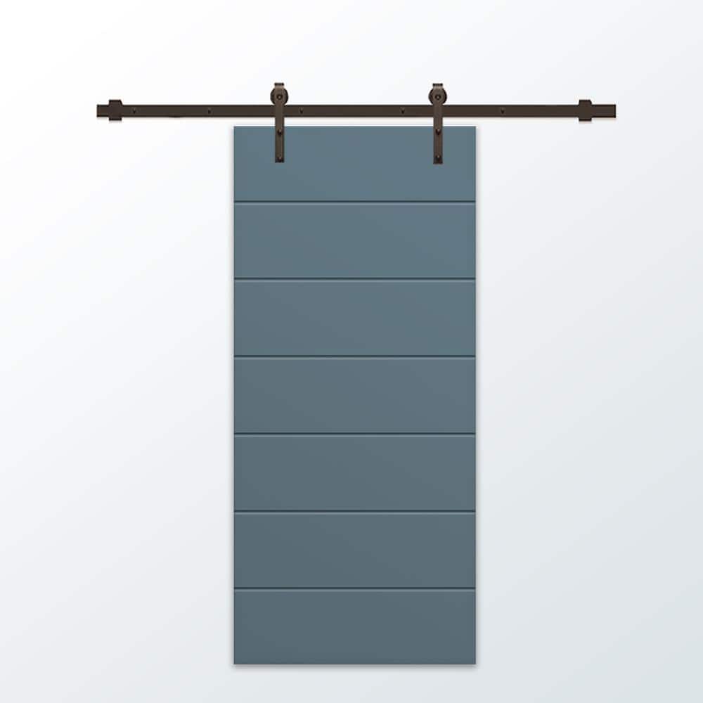 24 in. x 84 in. Dignity Blue Painted Composite MDF Paneled Interior Sliding Barn Door with Hardware Kit price history on PriceWatchPro