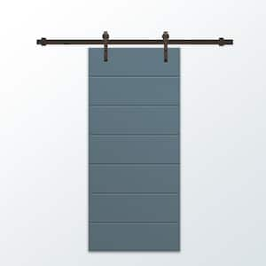 30 in. x 84 in. Dignity Blue Stained Composite MDF Paneled Interior Sliding Barn Door with Hardware Kit