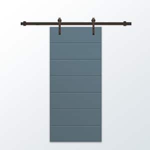 42 in. x 84 in. Dignity Blue Stained Composite MDF Paneled Interior Sliding Barn Door with Hardware Kit