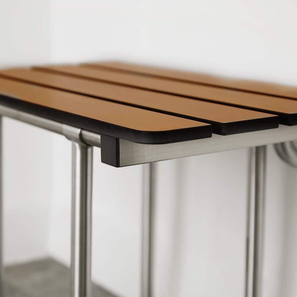 Teak Wood ADA Folding Shower Bench with Stainless Steel Legs