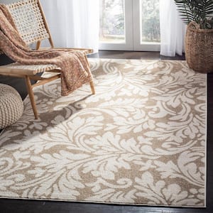 Amherst Wheat/Beige 7 ft. x 7 ft. Square Geometric Floral Area Rug