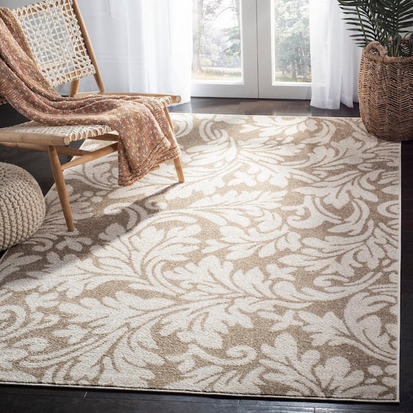 Amherst Wheat/Beige 9 ft. x 12 ft. Floral Geometric Area Rug