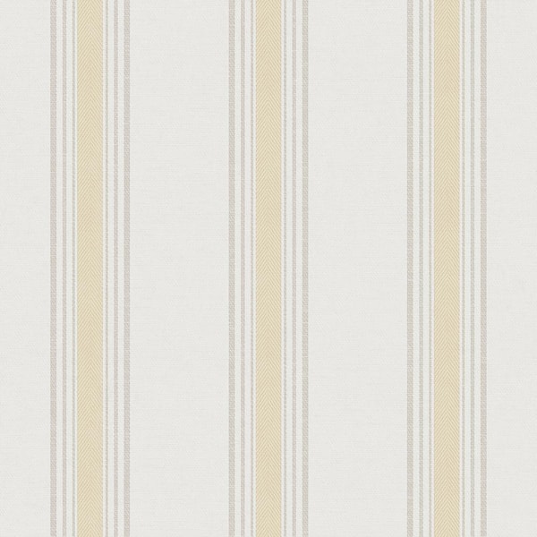 Unbranded Spring Blossom Collection Striped Fabric Effect Yellow/Cream Matte Finish Non-pasted Non-woven Paper Wallpaper Roll