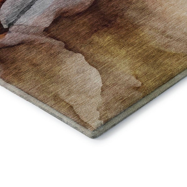 Mayfield Premium Machine Washable Abstract AMF1937 Paprika 3 ft. x 4 ft. Area Rug