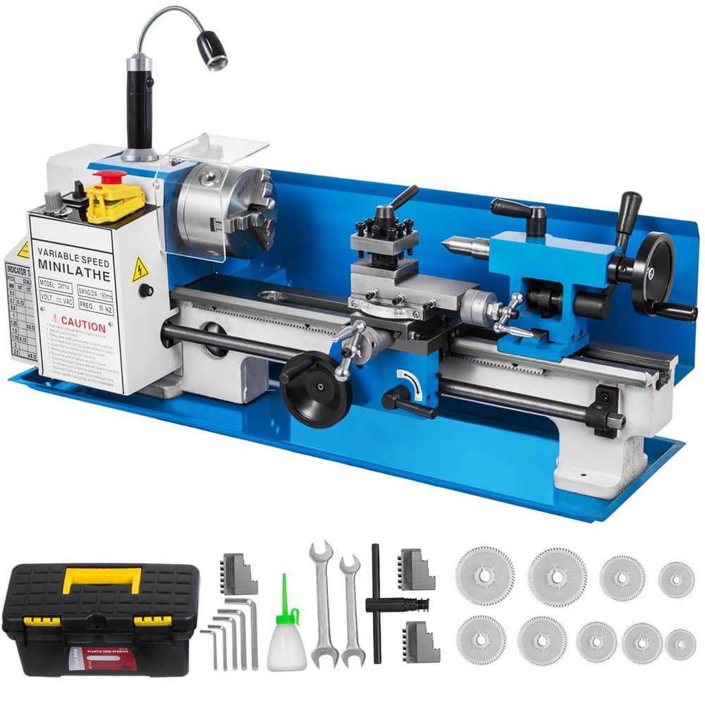 SKYSHALO 7 in. x 14 in. Metal Lathe 550-Watt Precision Bench Top