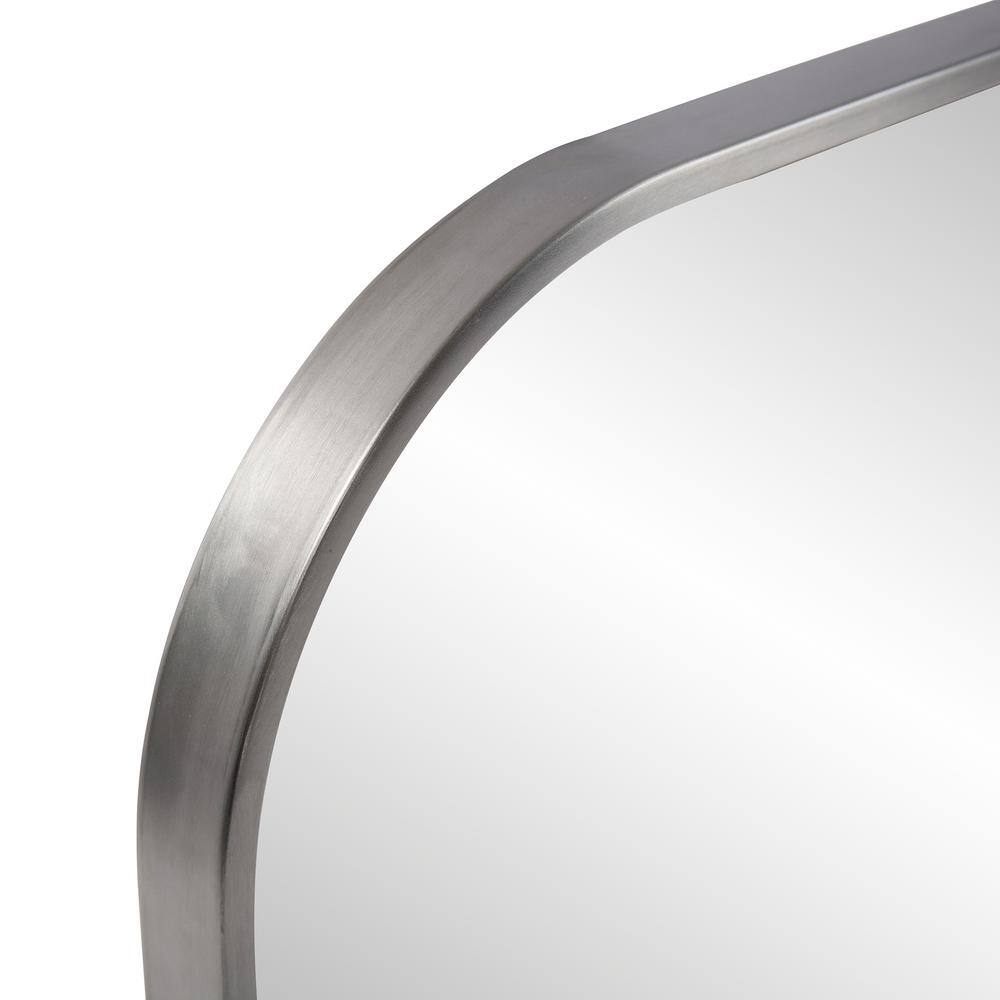 Medium Square Brushed Silver Stainless Steel Vanity Mirror