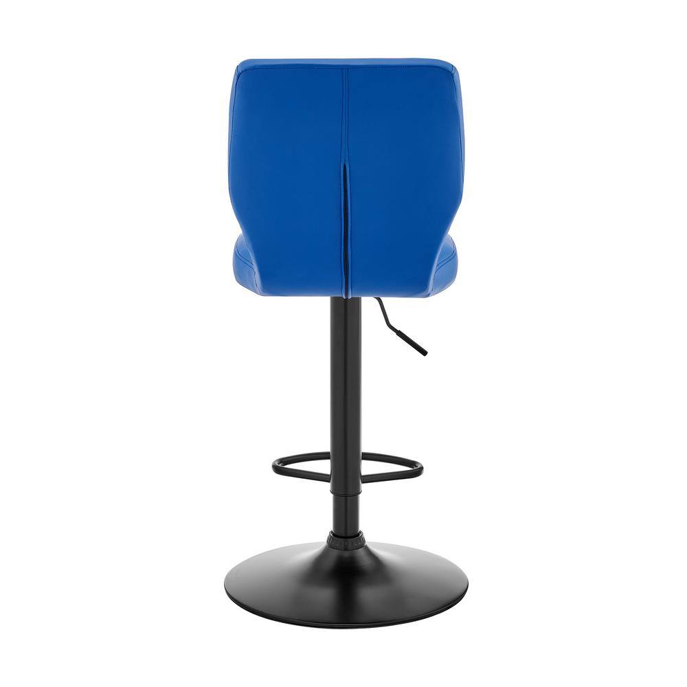 Contempo Chic 17" Blue Faux Leather & Metal Swivel Adjustable Barstool