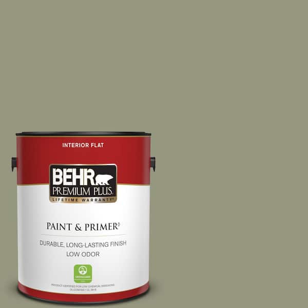 BEHR PREMIUM PLUS 1 gal. #S380-5 Milkweed Pod Flat Low Odor Interior Paint & Primer