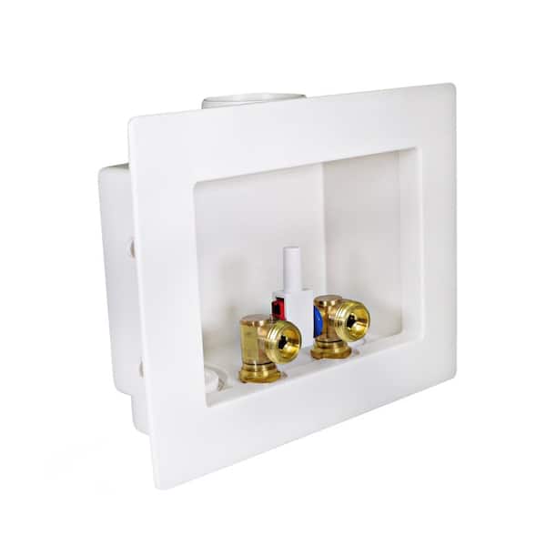1/2 in. CPVC Brass Valve Fittings in White ABS Plastic washing Machine Dual Outlet Box with Hammer Arrester