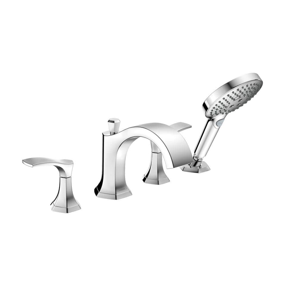 Hansgrohe Locarno 2-Handle Deck Mount Roman Tub Faucet with Hand Shower in Chrome, Grey -  04817000