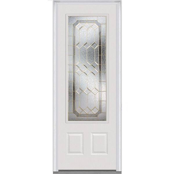 MMI Door 36 in. x 96 in. Majestic Elegance Right-Hand Inswing 3/4-Lite Decorative Painted Fiberglass Smooth Prehung Front Door