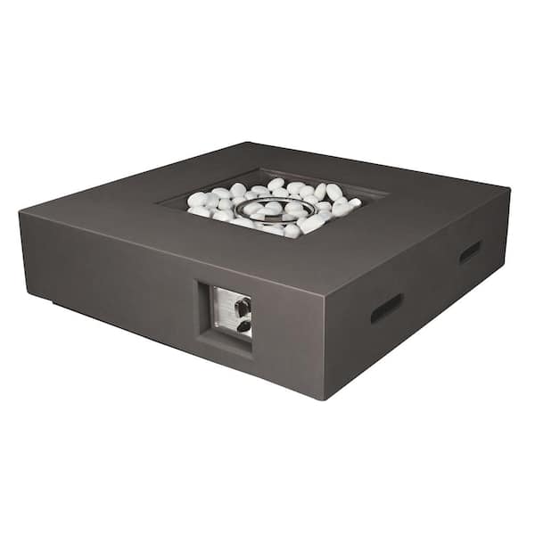 Lexora Brenta 42 in. W x 12 in. H Square Outdoor Gas Firepit Table in Dark Grey