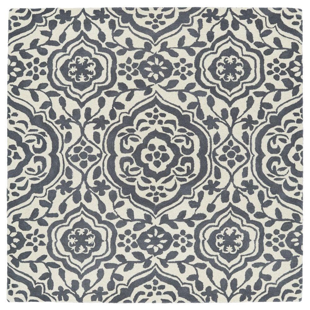 Handmade Tufted Gray Square Wool Rug 6'x6' Stain-Resistant