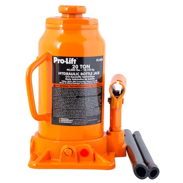 Pro-Lift Welded Bottle Jack 20 Ton Low Profile (40,000 Lbs) Capacity  Hydraulic Lifting with Side Pump Two-Piece Handle
