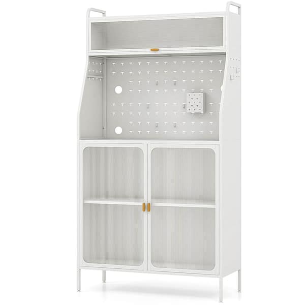 Costway White 5+-Shelf Metal 34 in. W Baker's Rack