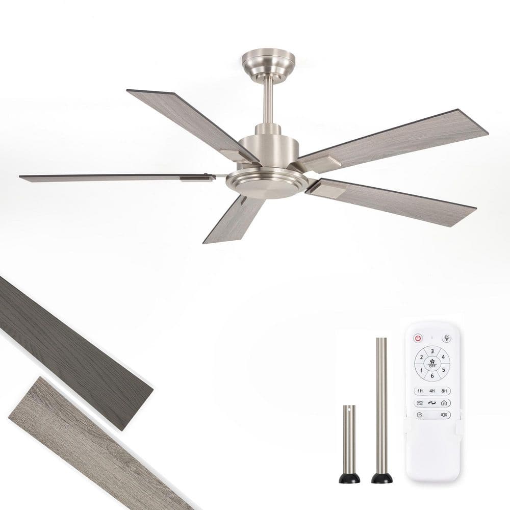 52 in. 6-Speed Indoor Quiet Downrod Mount Standard Nickel Industrial Ceiling fan No Lights with Remote Control Included price history on PriceWatchPro