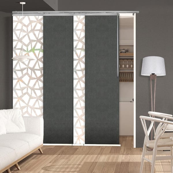 EMOH Nobel Sky 48 in. - 88 in. W x 94 in. L Adjustable 4- Panel White Single Rail Panel Track with 23.5 in. Slates
