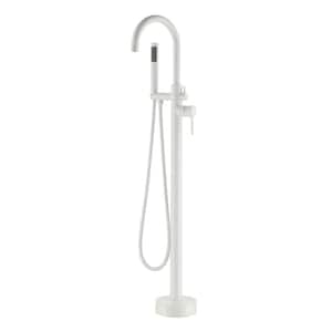 Single-Handle Freestanding Tub Faucet with Hand Shower in Snow White
