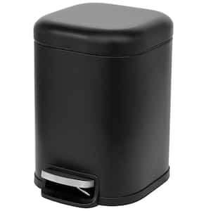 Square 6 L/1.6 Gal Pedal Trash Bin with Soft Close Lid in Matte Black