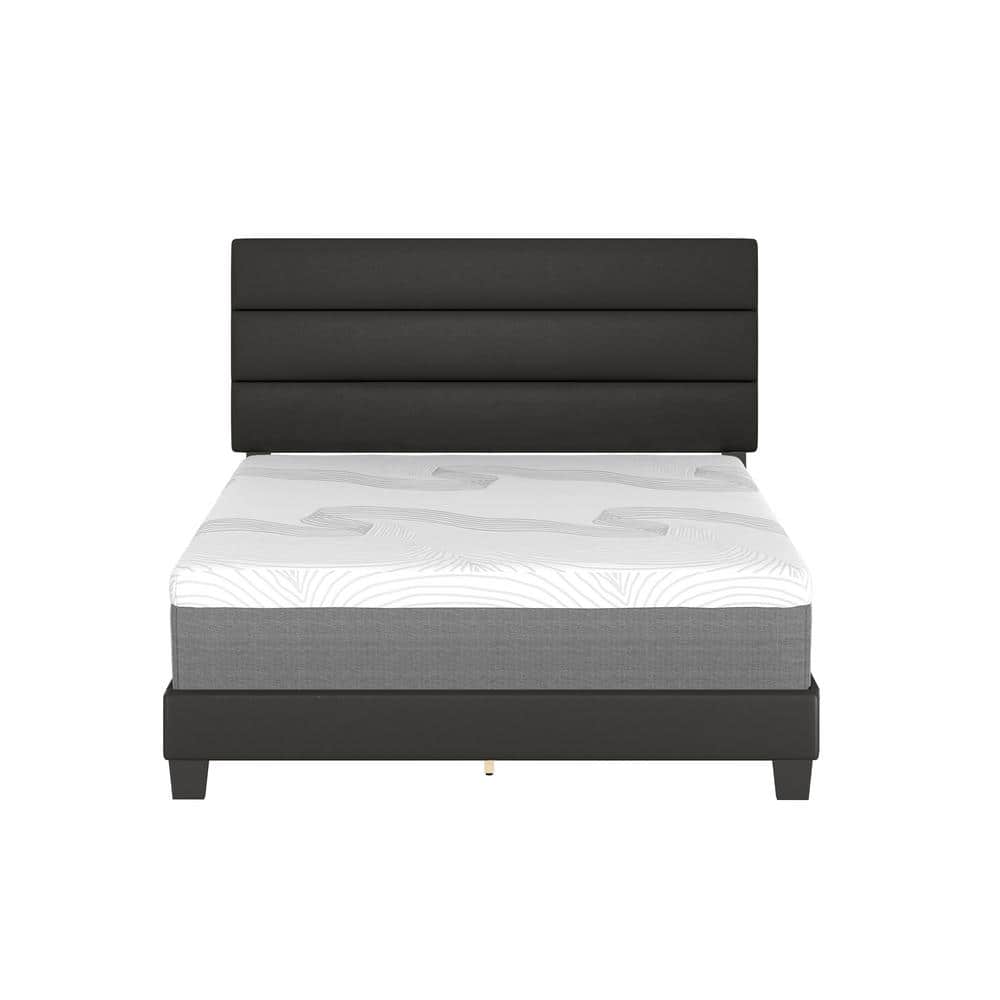 Paisley Dark Full/Double Tufted Faux Leather Upholstered Bed