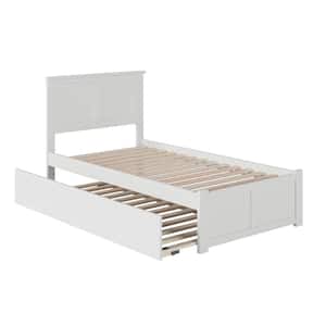 Madison Twin Extra Long Bed with Footboard and Twin Extra Long Trundle in White