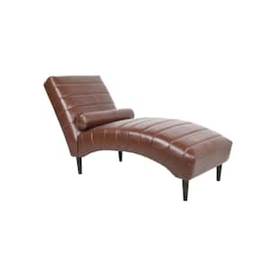 Luxury Brown PU Armless Chaise Lounge For Bedroom Office Living Room With Wooden Feet