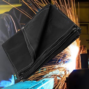 Welding Blanket 6 ft. x 10 ft. Portable Fire Retardant Blanket Fiberglass with Carry Bag, Black