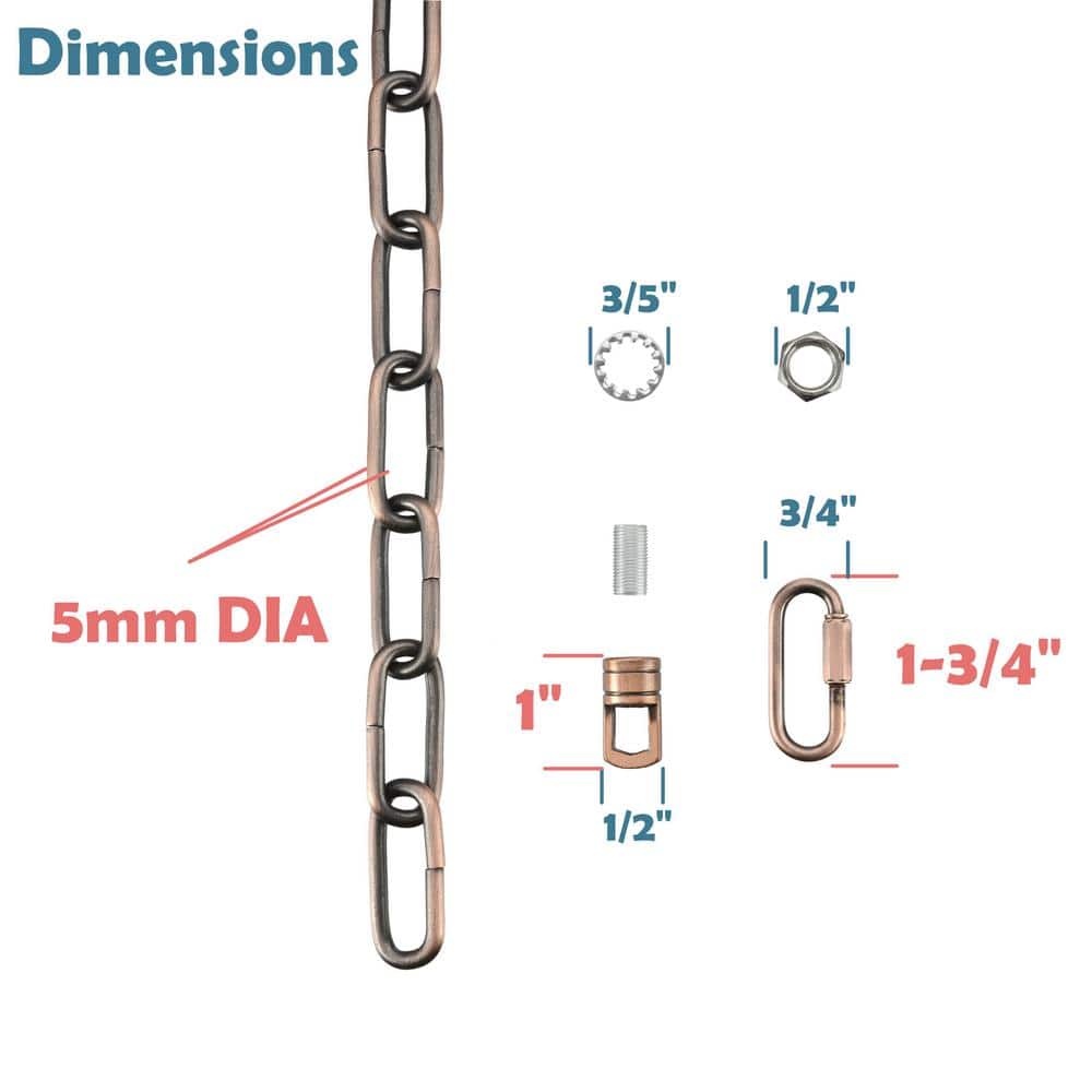 Bronze Heavy Duty 1-Foot Chain with Quick Link Connector