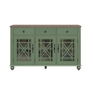 Vintage Green 34 in. H 55 in. W Storage Buffet Sideboard with Adjustable Shelves and Drawers