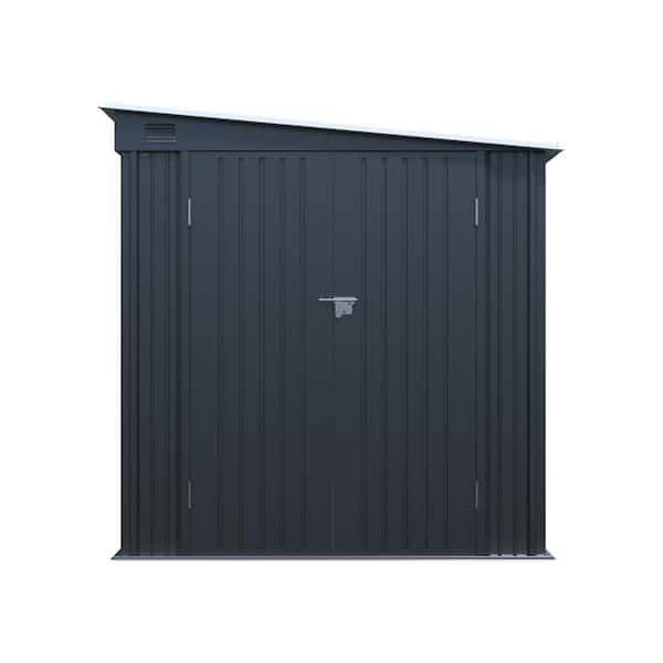 6 ft. W x 8 ft. D Black Metal Shed with Lockable Double Doors, Free PC Light Board (48 sq. ft.)
