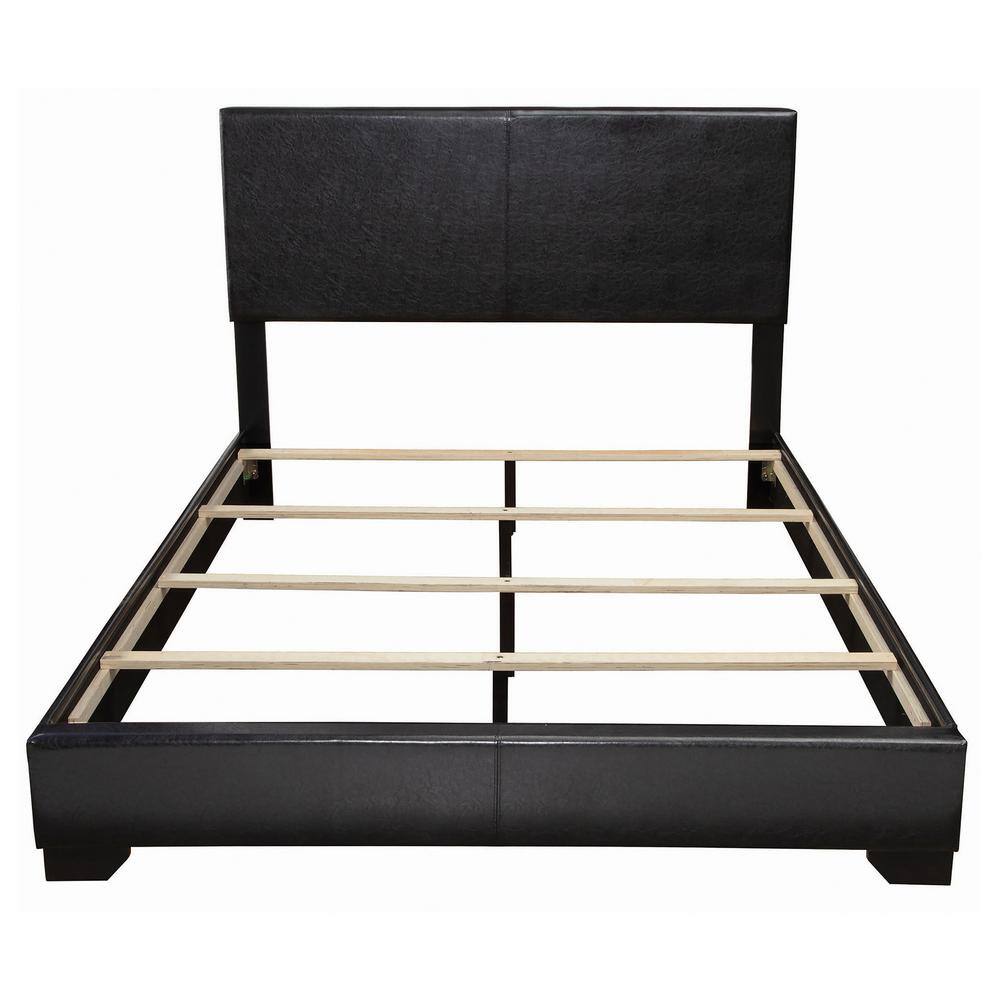 Black Faux Leather Upholstered Queen Bed with Tufted Headboard