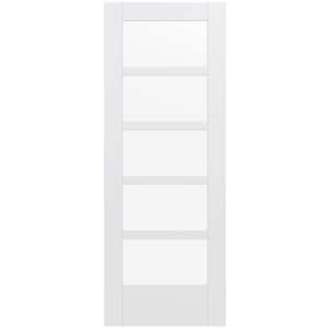 32 in. x 80 in. MODA Primed PMC1055 Solid Core Wood Interior Door Slab w/Clear Glass
