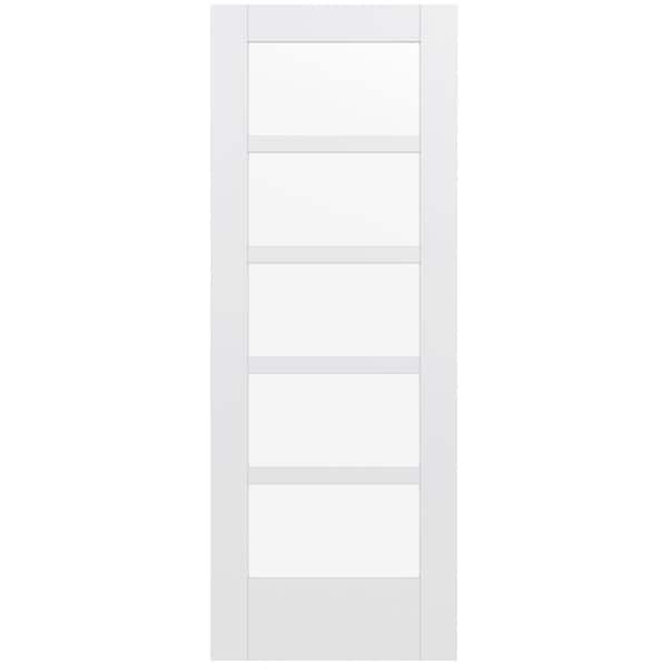 32 in. x 80 in. MODA Primed PMC1055 Solid Core Wood Interior Door Slab w/Clear Glass