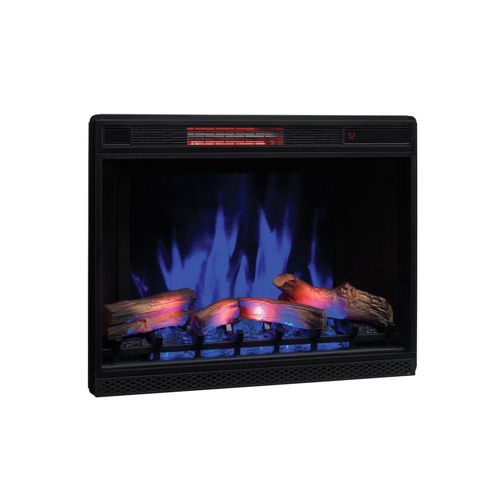 33" Black Infrared Quartz Electric Fireplace Insert with 3D Flame Effect
