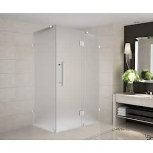 Avalux 34 in. x 34 in. x 72 in. Completely Frameless Shower Enclosure with Frosted Glass in Stainless Steel