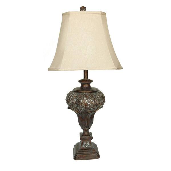 Absolute Decor 32 in. Brushed Umber Table Lamp Pleated Corner Shade