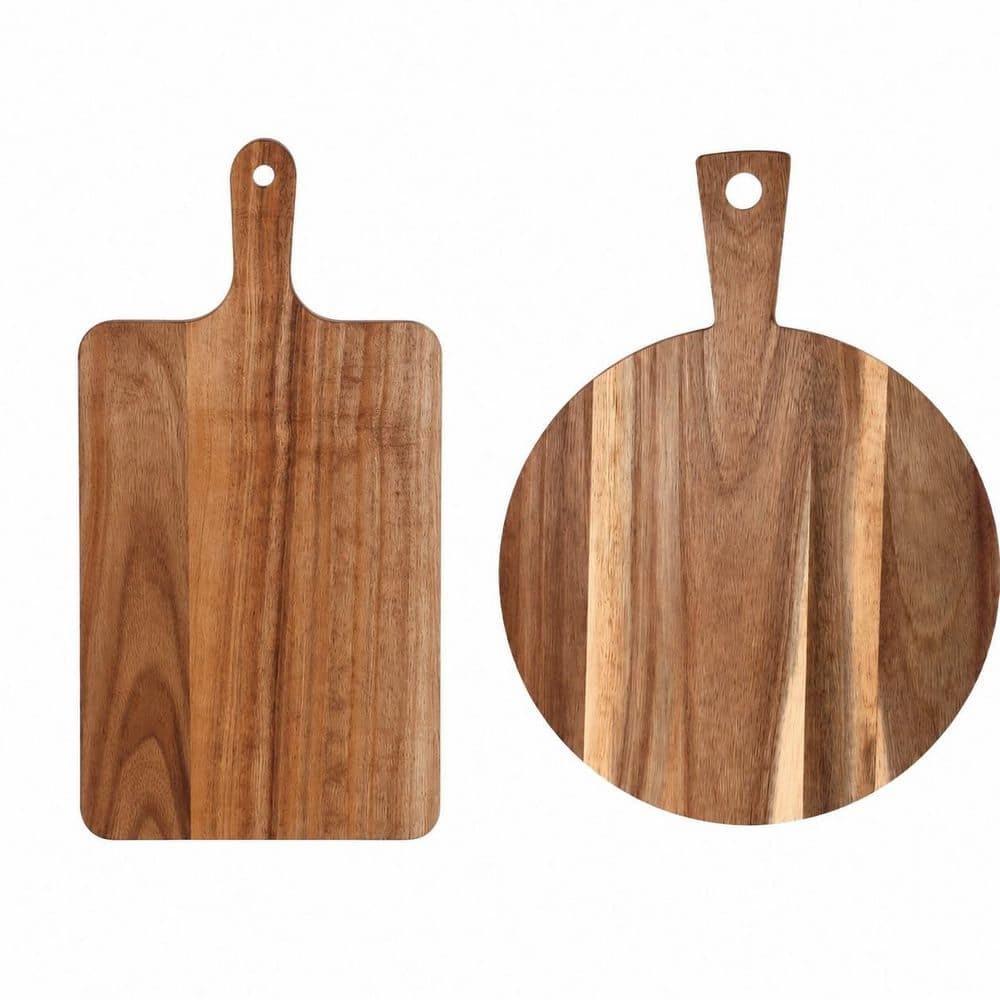 2-Piece Acacia Wood Cutting Board Set with Handle 12 x 8 in. Round and Rectangular Charcuterie Cheese price history on PriceWatchPro